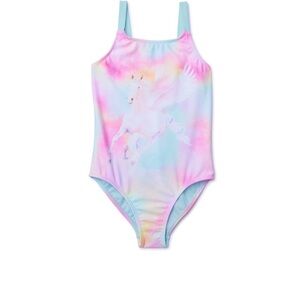 Wonder Nation Girls Unicorn Tie Dye One-Piece Swimsuit, Sizes 7-8